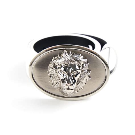 Versace Versus Oval Lion Head Belt White 